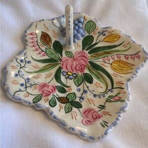 Vintage MCM Blue Ridge Pottery NOVE ROSE Maple Leaf Tray Plate 1950s